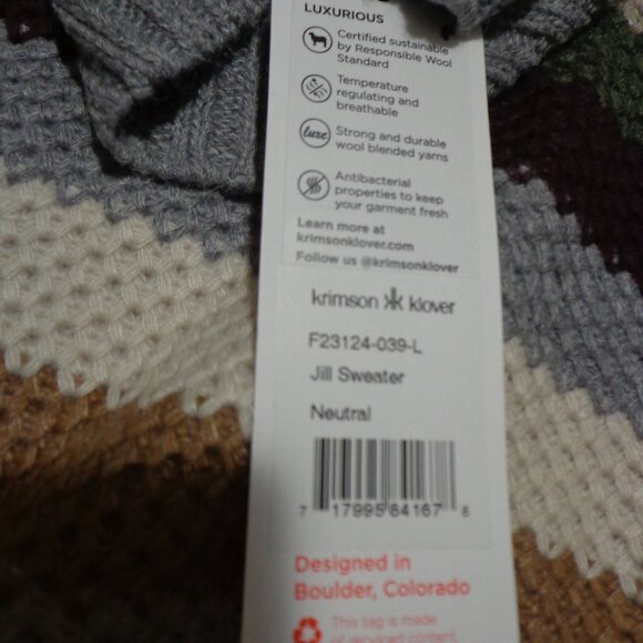 NWT Krimson Klover Jill Sweater L Turtleneck Stripes Merino Wool/Alpaca - Picture 9 of 16